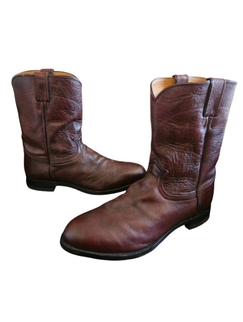 Vintage Justin Boots 3435 Western Oxblood Leather Cowboy Boots Size 11EE